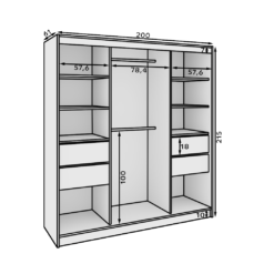 Tolóajtós gardrób Ida 200 tükrös tolóajtós szekrény - Fekete