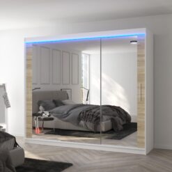 LED tükrös tolóajtós szekrény CHESTER 250