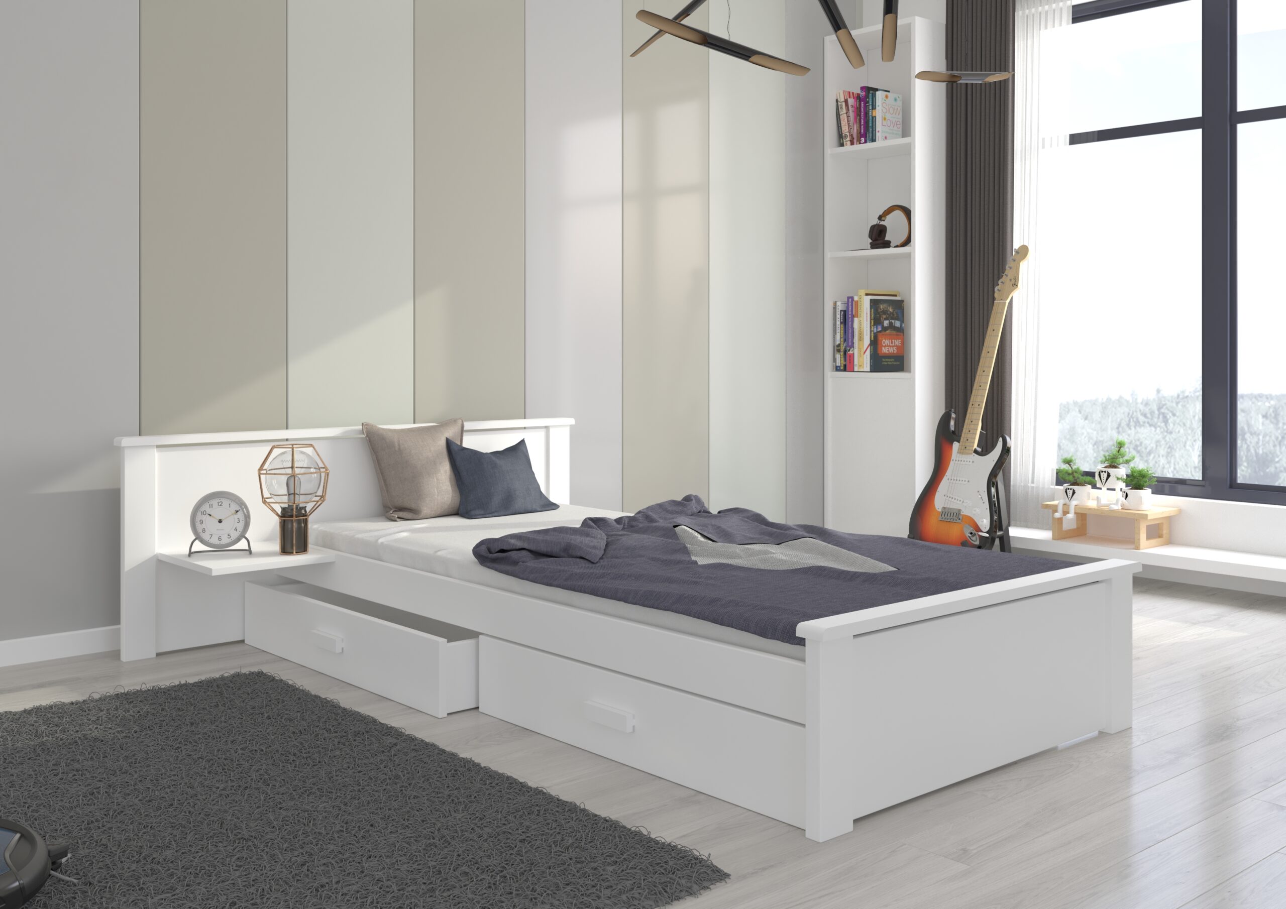 Ifjúsági ágy Ágy matraccal ALDEX SHELF 200x90 - Fehér Ifjúsági ágy Ágy matraccal ALDEX SHELF 200x90 - Fehér - Image 7