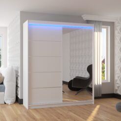 Tolóajtós szekrény tükörrel és LED világítással CARO 180