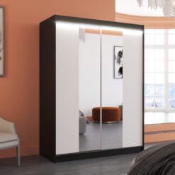 Tükörrel és LED világítással ellátott tolóajtós szekrény FEVER 150