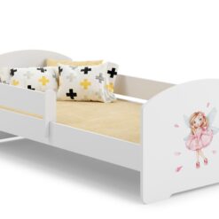 Gyerekágy Ágy matraccal és korláttal PEPE GIRL WITH WINGS 140x70 - Fehér Fehér