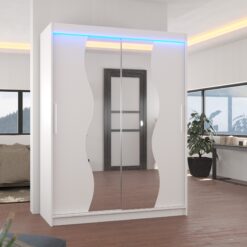 Tükörrel és LED világítással ellátott tolóajtós szekrény RENZO 150