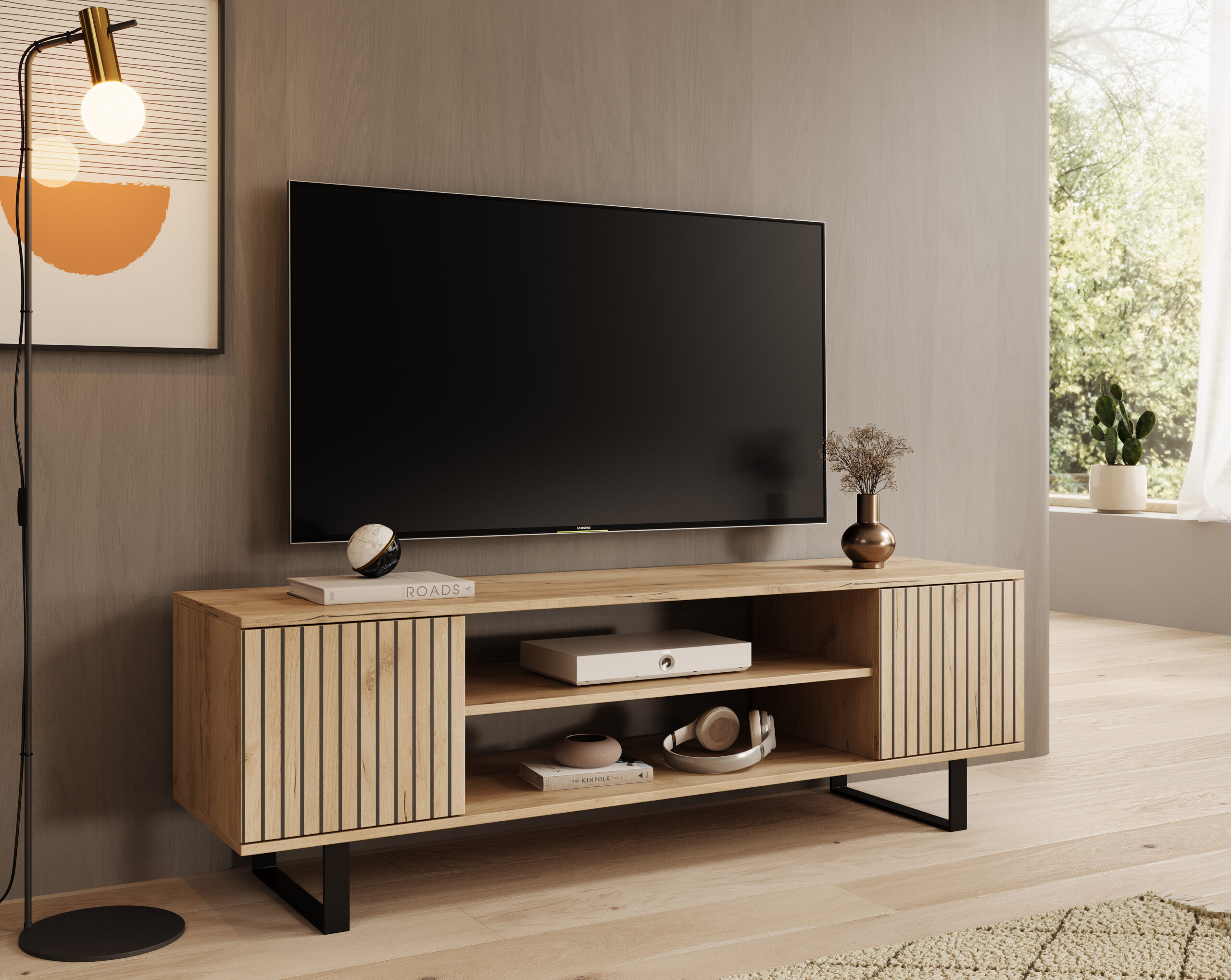 TV szekrény RTV szekrény Lorello 155 cm - Craft tölgy Craft tölgy