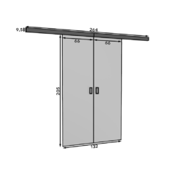 TOPPO 120 kétszárnyú falra szerelhető tolóajtó - Fehér