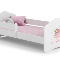 Gyerekágy Ágy matraccal és korláttal CASIMO GIRL WITH WINGS 140x70 - Fehér Fehér