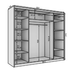 Tolóajtós gardrób Tolóajtós szekrény Andy 250 - Kasmír
