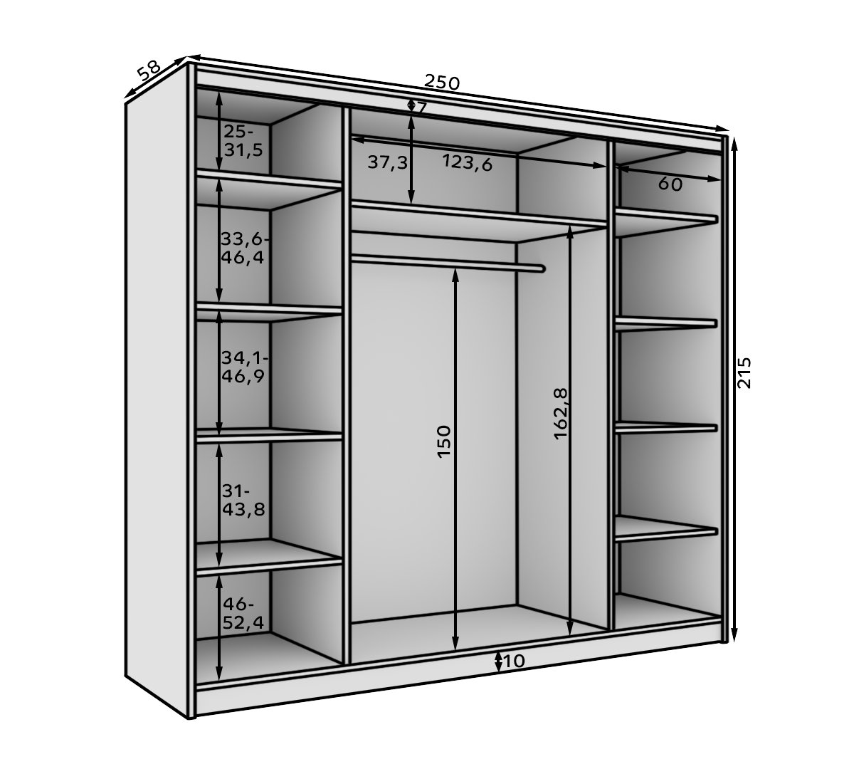 Tolóajtós gardrób Tolóajtós szekrény Andy 250 - Kasmír Tolóajtós gardrób Tolóajtós szekrény Andy 250 - Kasmír - Image 5