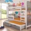 Gyerekágy Háromszemélyes emeletes ágy matracokkal SORIA - Fehér Háromszemélyes emeletes ágy matracokkal SORIA
