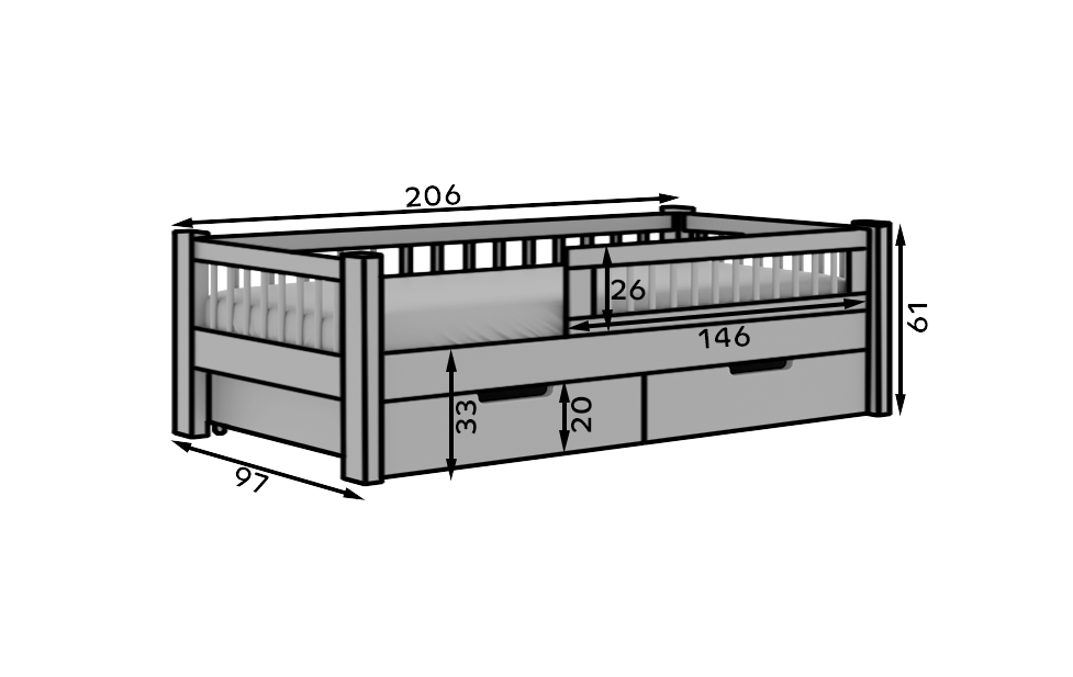 Ifjúsági ágy Gyerekágy Flora - Fenyő Ifjúsági ágy Gyerekágy Flora - Fenyő - Image 4