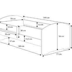 Gyerekágy Ágy matraccal és korláttal PEPE GIRL WITH WINGS 140x70 - Fehér