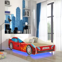 LED AUTO 4x4 matraccal és világítással 140x70 ágy