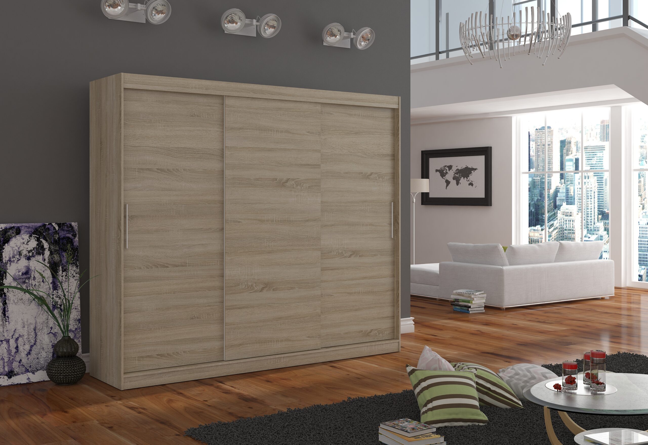 Tolóajtós gardrób Tükrös tolóajtós szekrény ANTOS 250 - Sonoma Sonoma