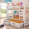 Gyerekágy Háromszemélyes emeletes ágy matracokkal SORIA - Fehér Háromszemélyes emeletes ágy matracokkal SORIA