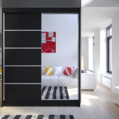 Tolóajtós gardrób Tolóajtós szekrény LIMBO 150 - Fekete Fekete