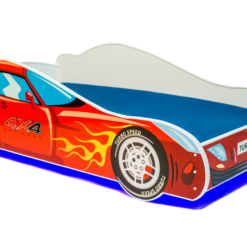 Gyerekágy LED AUTO 4x4 matraccal és világítással 160x80 ágy - Piros Piros