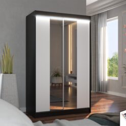 Tükörrel és LED világítással ellátott tolóajtós szekrény MARVIN 120