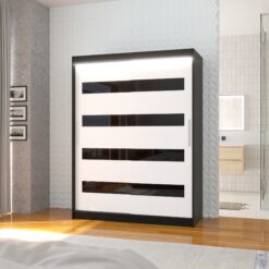 Lacobelell és LED világítással ellátott tolóajtós szekrény MARTINEZ 150