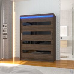 Lacobelell és LED világítással ellátott tolóajtós szekrény MARTINEZ 150