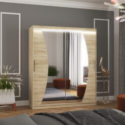 Tolóajtós szekrény tükörrel és LED világítással DOLORES 180