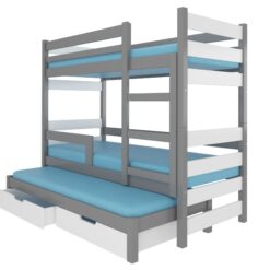 Gyerekágy Háromszemélyes emeletes ágy matracokkal KARLO - Szürke Szürke