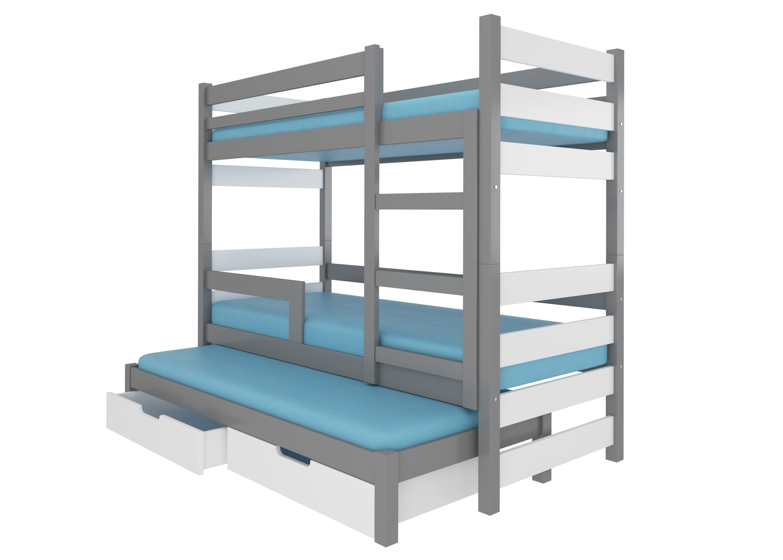 Gyerekágy Háromszemélyes emeletes ágy matracokkal KARLO - Szürke Szürke