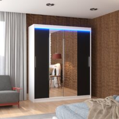 Tükörrel és LED világítással ellátott tolóajtós szekrény DALLAS 180