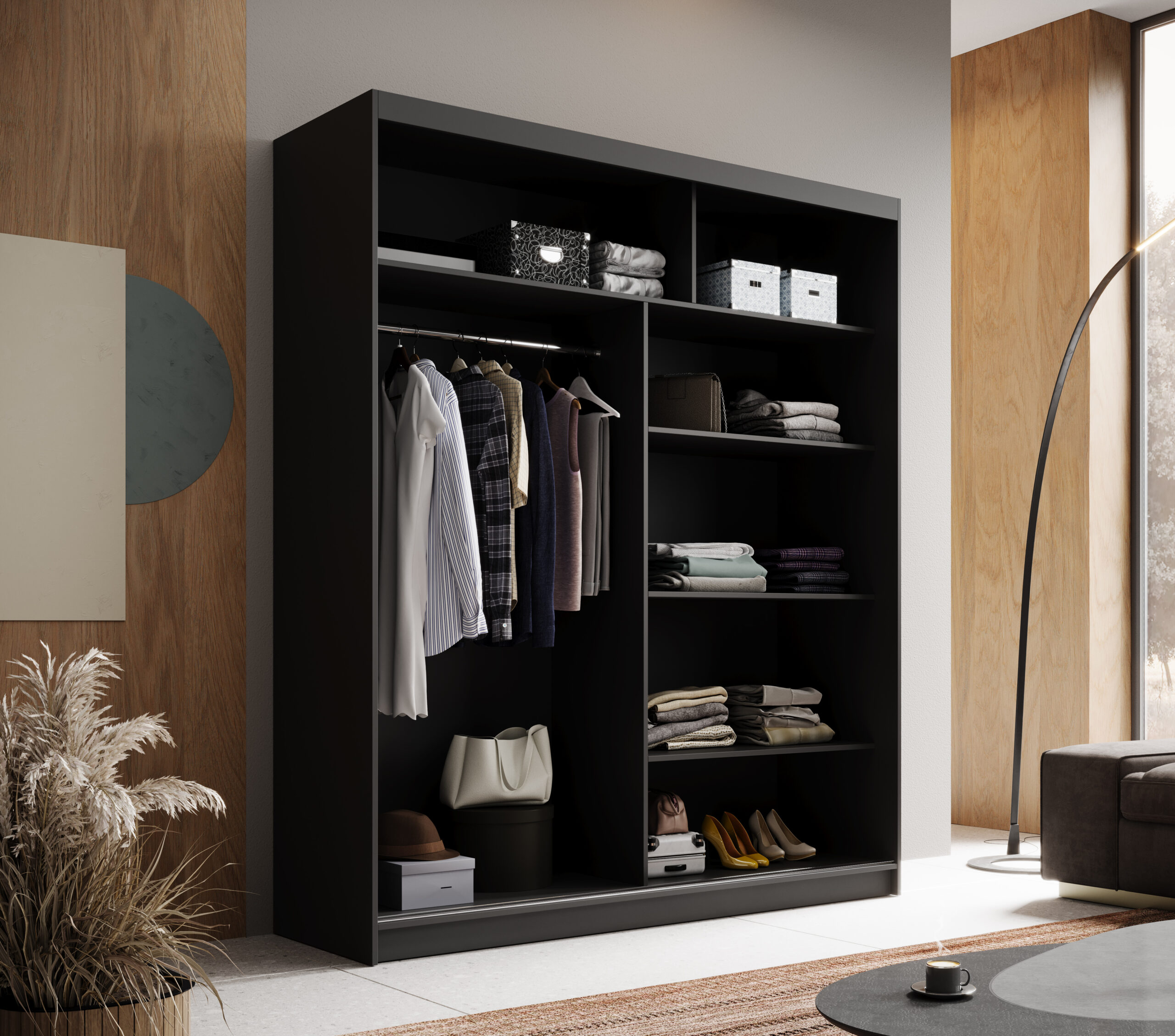 Tolóajtós gardrób Tolóajtós szekrény Hannah 180 - Fekete Tolóajtós gardrób Tolóajtós szekrény Hannah 180 - Fekete - Image 3