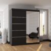 Tolóajtós gardrób Tükrös tolóajtós szekrény CARO 180 - Fekete Üveges tolóajtós szekrény CARO 180