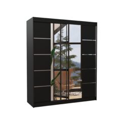 Tolóajtós gardrób Tükrös tolóajtós szekrény TRAVES 180 - Fekete