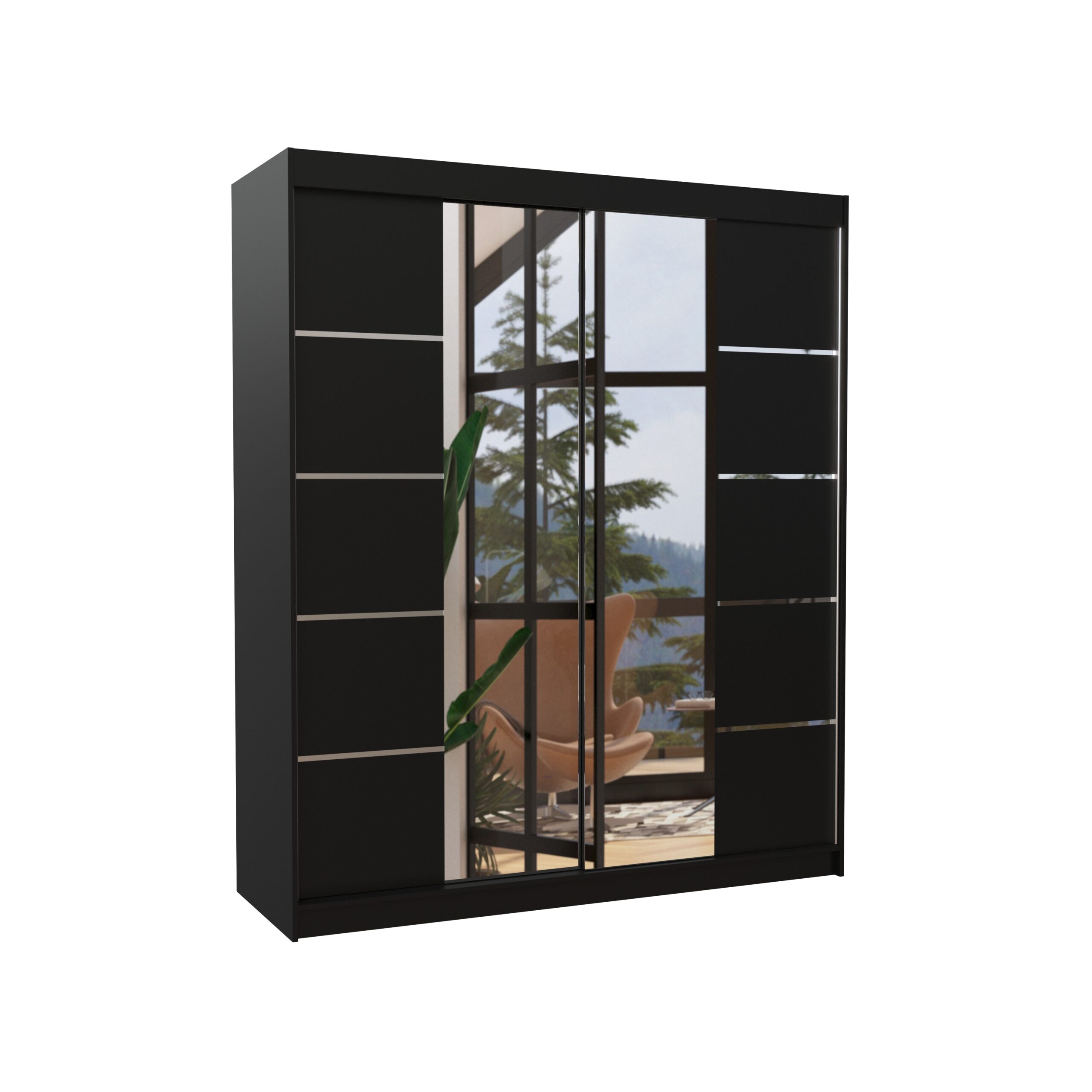 Tolóajtós gardrób Tükrös tolóajtós szekrény TRAVES 180 - Fekete Tolóajtós gardrób Tükrös tolóajtós szekrény TRAVES 180 - Fekete - Image 3