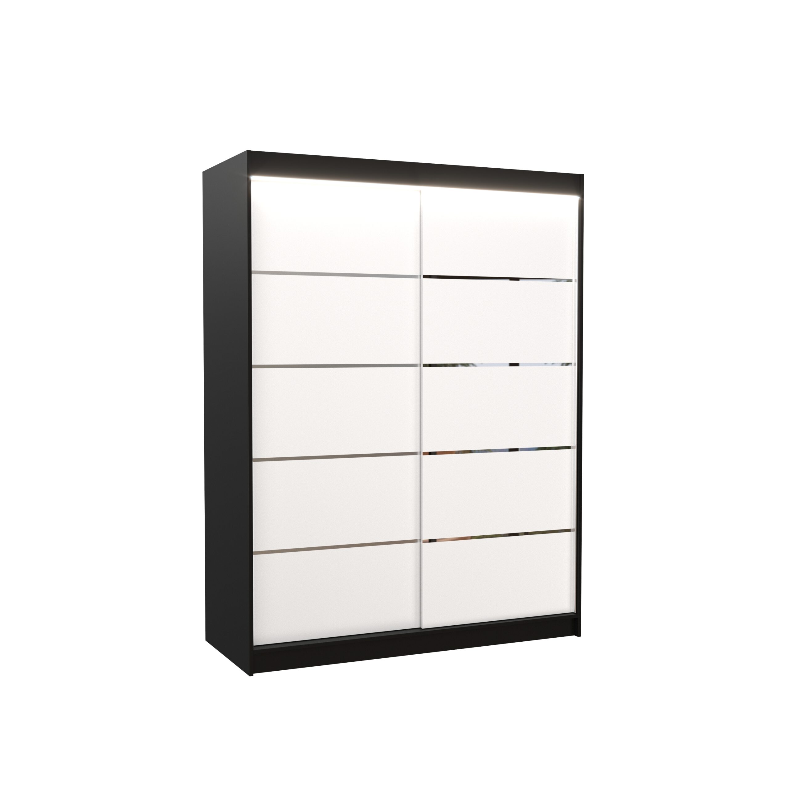 Tolóajtós gardrób LED világítással ellátott tolóajtós szekrény LUFT 150 - Fekete Fekete