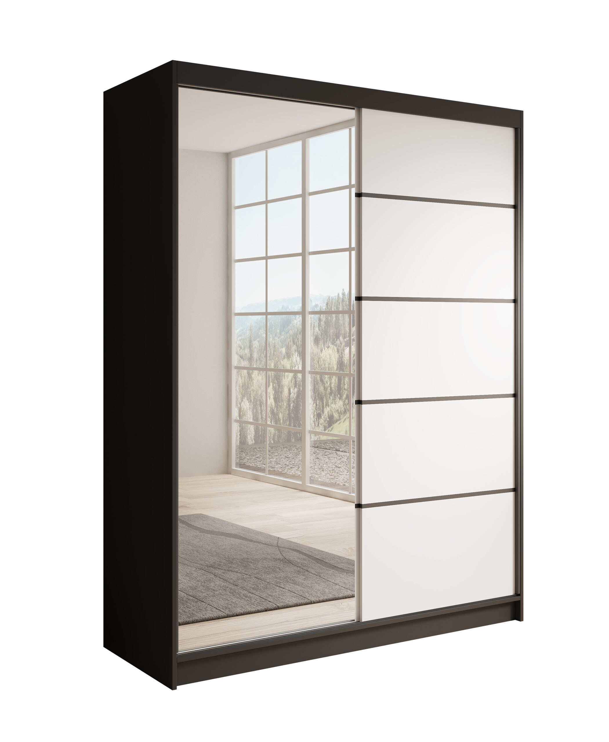 Tolóajtós gardrób Tolóajtós szekrény Cardi 150 - Fekete Tolóajtós szekrény Cardi 150