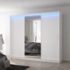 Tolóajtós gardrób Tolóajtós szekrény tükörrel és LED világítással DENIS 250 - Fehér Tolóajtós szekrény tükörrel és LED világítással DENIS 250