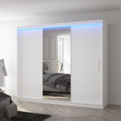 Tolóajtós szekrény tükörrel és LED világítással DENIS 250