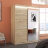 Tolóajtós gardrób Tükörrel és LED világítással ellátott tolóajtós szekrény LIMBO 150 - Sonoma Tükörrel és LED világítással ellátott tolóajtós szekrény LIMBO 150