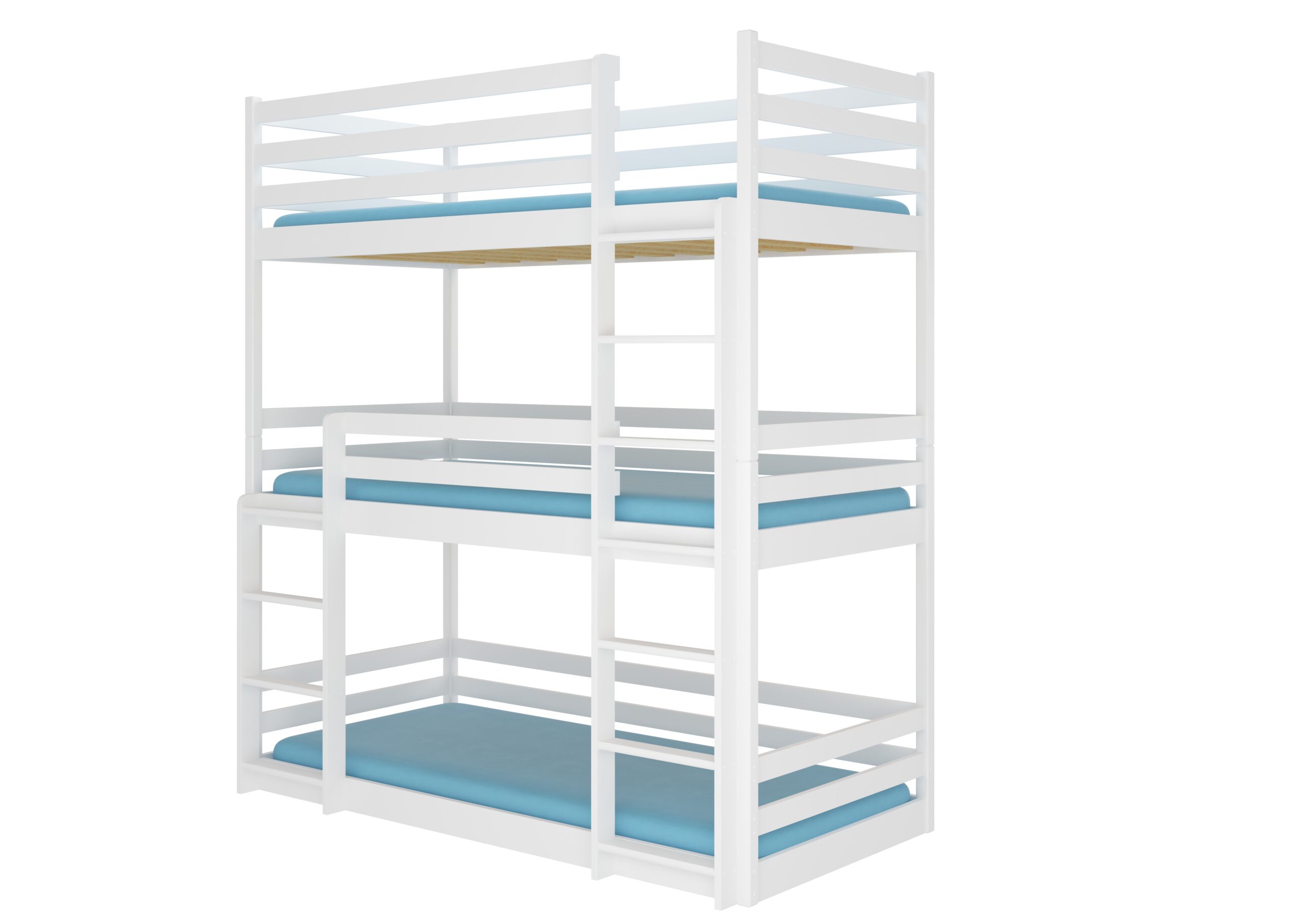 Emeletes ágy TEDRO háromszemélyes emeletes ágy matraccal 200x90 - Fehér Fehér