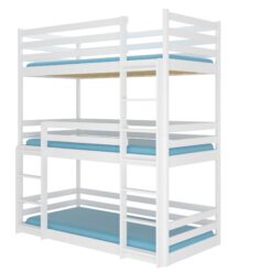 Emeletes ágy TEDRO háromszemélyes emeletes ágy matraccal 180x80 - Fehér Fehér