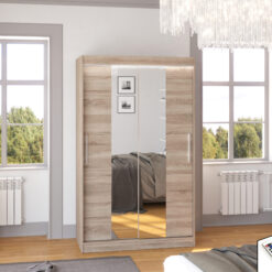 Tükörrel és LED világítással ellátott tolóajtós szekrény SANTOS 120