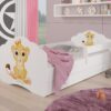 Gyerekágy Ágy matraccal, korláttal és fiókkal CASIMO LION 160x80 - Fehér Ágy matraccal