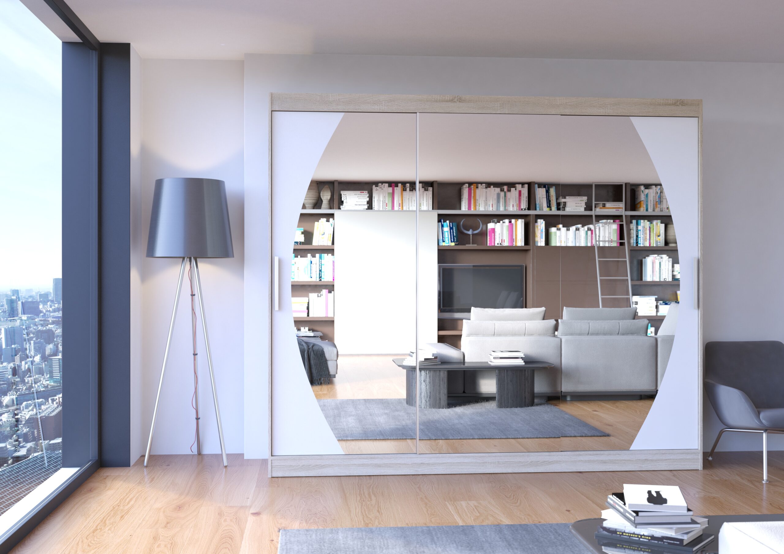 Tolóajtós gardrób Tükrös tolóajtós szekrény CAMBE 250 - Sonoma Sonoma