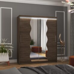 Tolóajtós szekrény tükörrel és LED világítással KANSAS 180