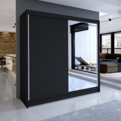 Tolóajtós gardrób Tükrös tolóajtós szekrény VIKI 180 - Fekete Fekete
