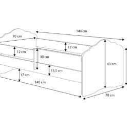 Gyerekágy Ágy matraccal CASIMO ELEPHANT 140x70 - Fehér