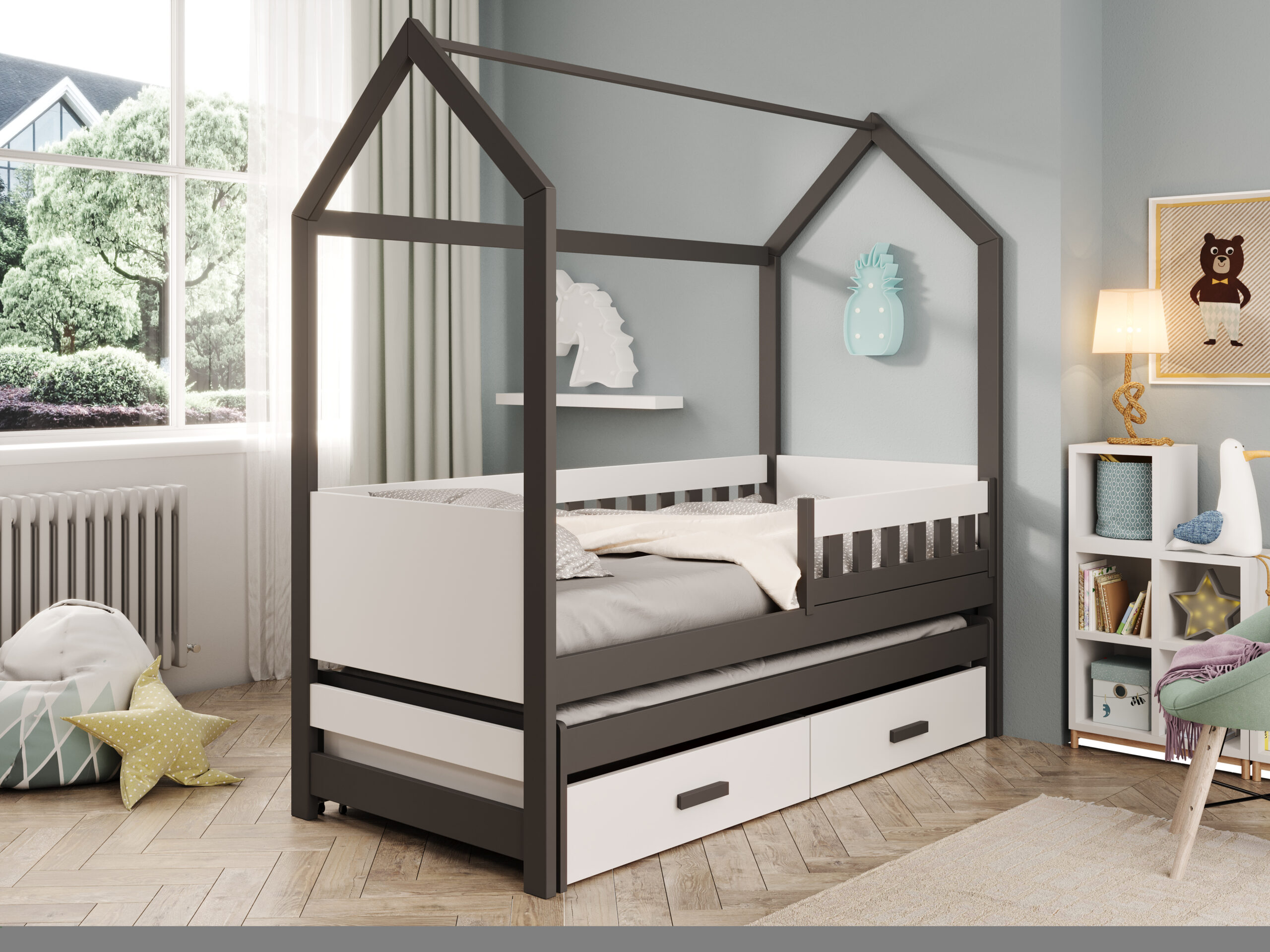 Gyermekágy Jaspis házikó ágy - Graphit Graphit