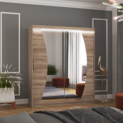 Tolóajtós szekrény tükörrel és LED világítással DOLORES 180