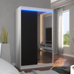 Tükörrel és LED világítással ellátott tolóajtós szekrény REWENA 120
