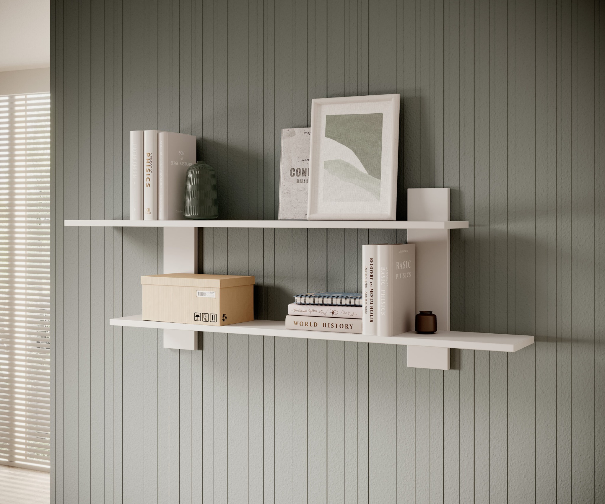 Fali polc ANDREA függő polc 60x26 - Sonoma Minimalista fehér falipolc két szintes kialakítással