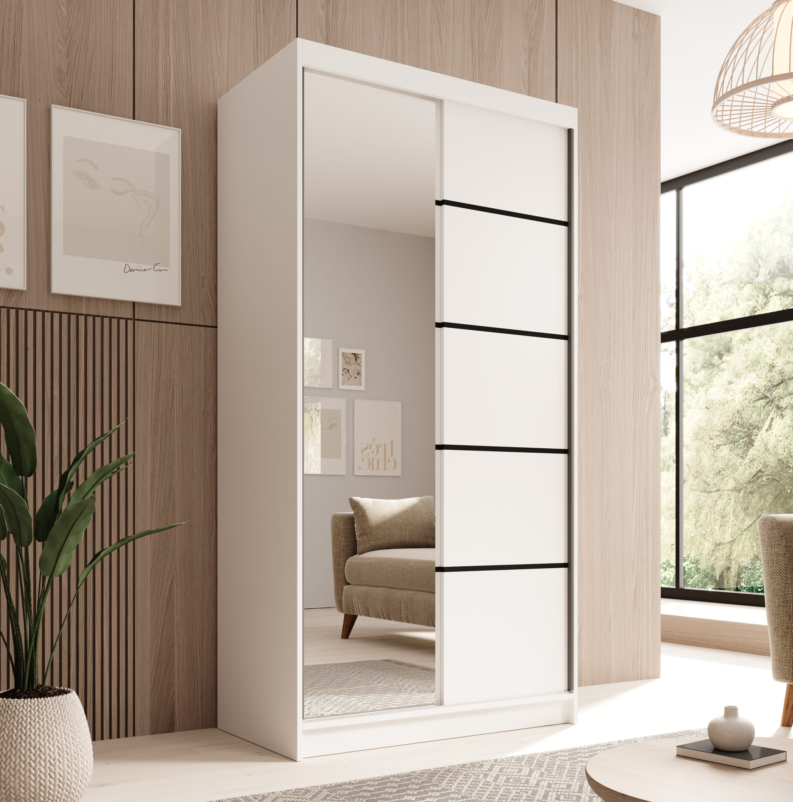 Tolóajtós gardrób Tolóajtós szekrény Laurencja 100 - Fehér Fehér