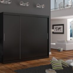 Tolóajtós gardrób Tükrös tolóajtós szekrény ANTOS 250 - Fekete Fekete